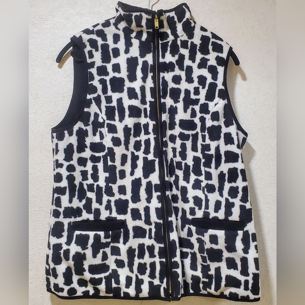 Susan Graver‎ Weekend reversible medium black/ white fleece zip up vest